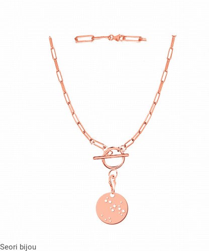 Naszyjnik spinacz z konstelacją i zapięciem toogle pozłacany rose gold