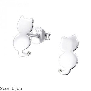 Srebrne kolczyki kotki z kryształem Swarovski Elements