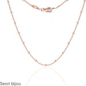 Pozłacany srebrny łańcuszek ankier z kuleczkami rose gold