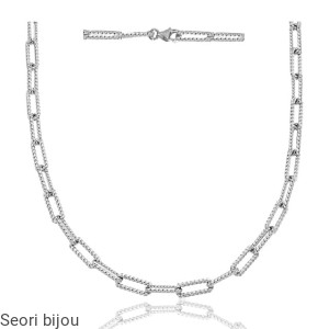 Srebrny łańcuszek spinacz diamentowany