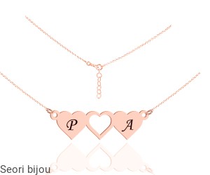 Pozłacany srebrny naszyjnik 3 serca z grawerem rose gold