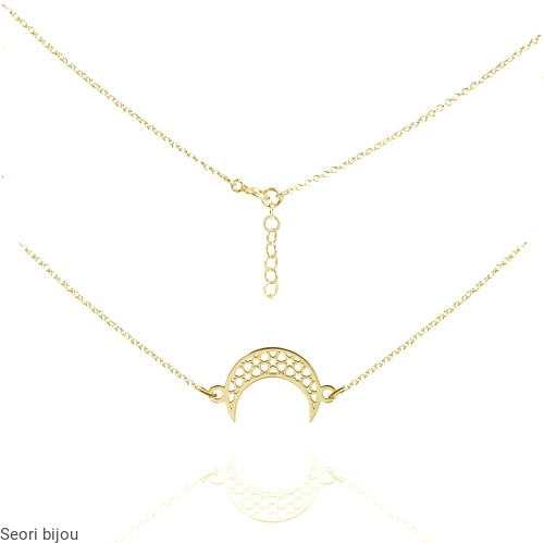 Naszyjnik księżyc ażurowy poziomy pozłacany