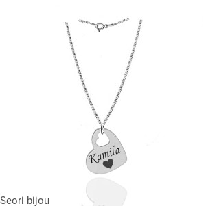 Srebrny naszyjnik serce w sercu z grawerem