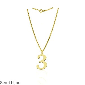 Pozłacany srebrny naszyjnik z cyferką 3 -numerologia