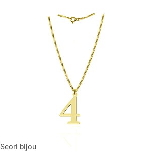 Pozłacany srebrny naszyjnik z cyferką 4 -numerologia 