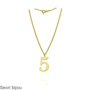 Pozłacany srebrny naszyjnik z cyferką 5 -numerologia 