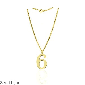 Pozłacany srebrny naszyjnik z cyferką 6 -numerologia 