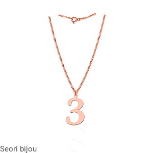 Pozłacany srebrny naszyjnik z cyferką 3 -numerologia rose gold 