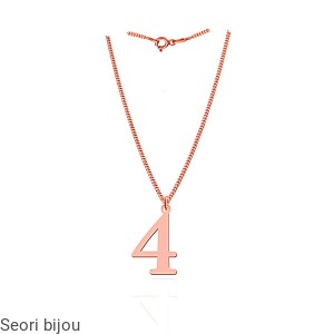 Pozłacany srebrny naszyjnik z cyferką 4 -numerologia rose gold