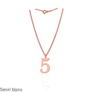 Pozłacany srebrny naszyjnik z cyferką 5 -numerologia rose gold