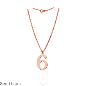 Pozłacany srebrny naszyjnik z cyferką 6 -numerologia rose gold