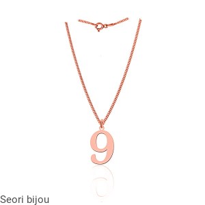 Pozłacany srebrny naszyjnik z cyferką 9 -numerologia rose gold