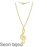 Pozłacany srebrny naszyjnik KLUCZ WIOLINOWY