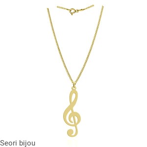 Pozłacany srebrny naszyjnik KLUCZ WIOLINOWY