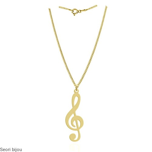 Naszyjnik srebrny klucz wiolinowy pozłacany