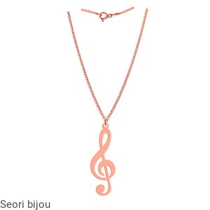 Pozłacany srebrny naszyjnik KLUCZ WIOLINOWY rose gold