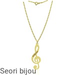 Pozłacany srebrny  naszyjnik KLUCZ WIOLINOWY z grawerem