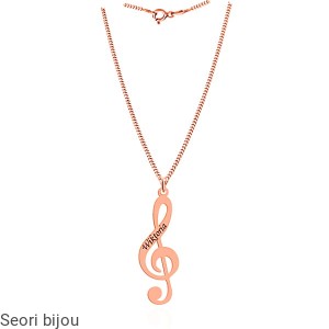 Pozłacany naszyjnik KLUCZ WIOLINOWY z grawerem rose gold