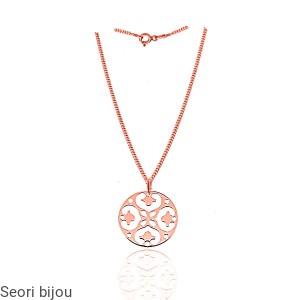 Pozłacany srebrny naszyjnik ażurowe koło rose gold