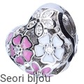 Bead serce z kwiatami typu lock