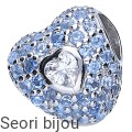 Bead serce niebieskie cyrkonie