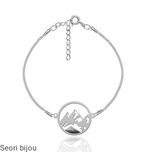 Rodowana srebrna bransoletka z motywem gór