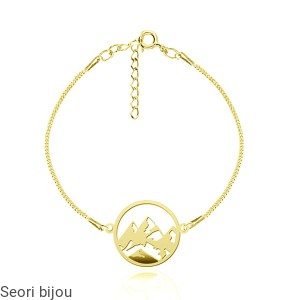 Pozłacana srebrna bransoletka z motywem gór