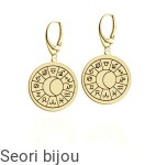 Pozłacane srebrne kolczyki z medaionem Znaki zodiaku na biglu