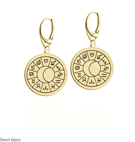 Kolczyki medalion ze znakami zodiaku