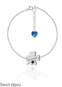 Rodowana bransoletka koniczynka z grawerem z Swarovski Elements