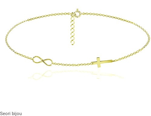 Choker krzyżyk z infinity pozłacany