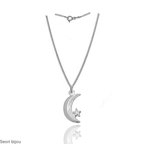 Naszyjnik Galaxy Księżyc z gwiazdką rodowany