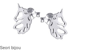 Rodowane srebrne kolczyki jednorożec kucyk koń 