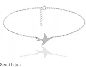 Rodowany srebrny naszyjnik choker jaskółka