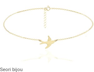 Pozłacany srebrny naszyjnik choker jaskółka