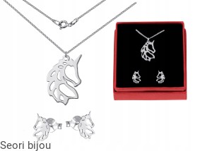 Rodowany srebrny komplet jednorożec kucyk alicorn 