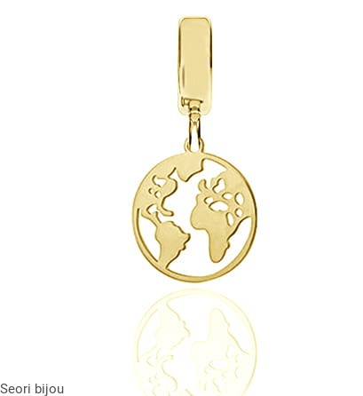 Beads z zawieszką Kula Ziemska pozłacany