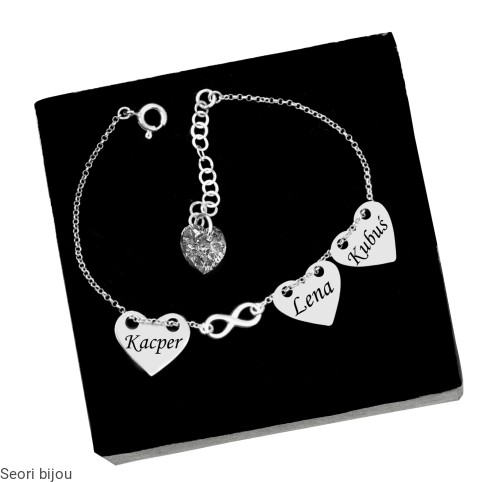 Bransoletka 3 serca z grawerem