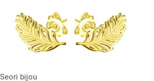 Pozłacane kolczyki ażurowe piórka piórko