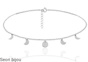 Rodowany srebrny choker fazy księżyca