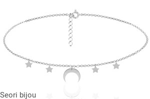 Rodowany srebrny naszyjnik choker księżyc i 4 gwiazdki