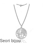 Rodowany srebrny naszyjnik Mapa Świata Kula Ziemska