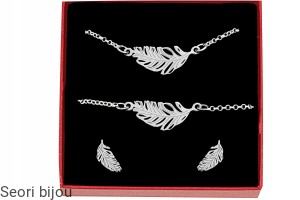 Srebrny komplet biżuterii ażurowe piórka 