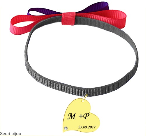 Bransoletka wstążka z grawerowanym sercem