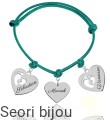 Bransoletka trzy zawieszki stópki w sercu z seduszkiem i grawerem