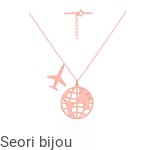 Pozłacany naszyjnik Mapa Świata Kula Ziemska z samolotem rose gold