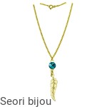 Pozłacany srebrny naszyjnik Piórko ze  Swarovski Elements Rivoli