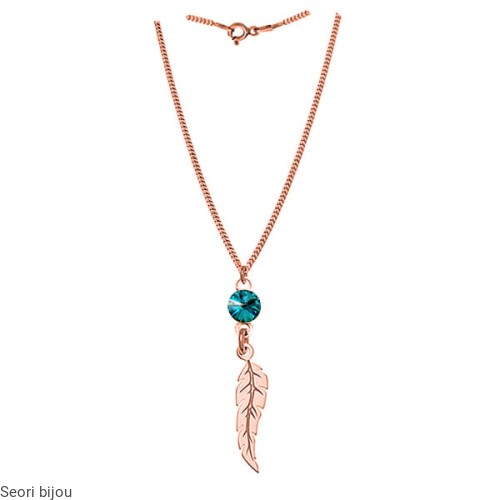 Naszyjnik piórko i Rivoli Swarovski Elements pozłacany rose gold