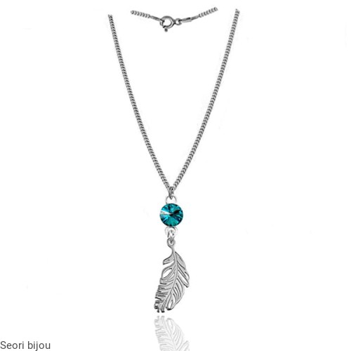 Naszyjnik piórko i Rivoli Swarovski Elements