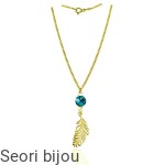 Pozłacany srebrny naszyjnik Piórko ze  Swarovski Elements Rivoli 6 mm (1)